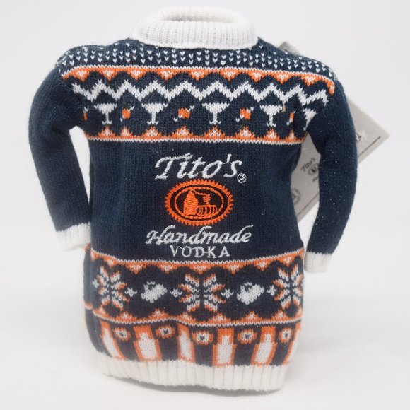 Titos Handmade Vodka Bottle Sweater Novelty Gift Wrap Pretty Ugly Holiday Cover - Picture 1 of 10